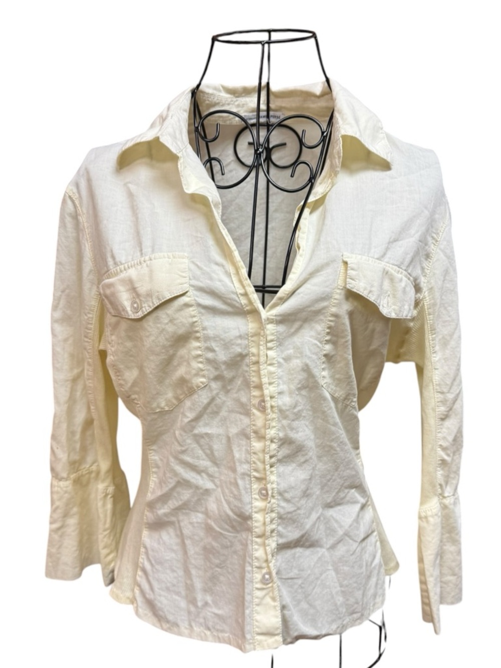 James Perse Standard Cream Yellow Button-Front Shirt small